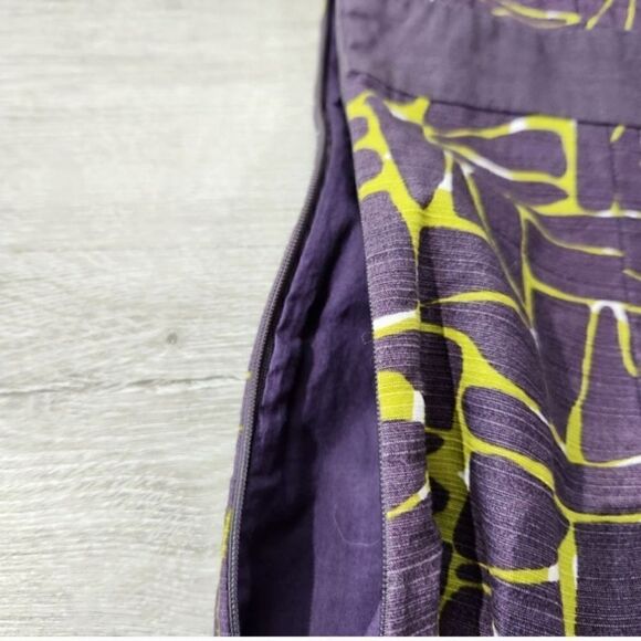 Boden Geometric Cotton V Neck Sheath Dress  Purple and Green - Picture 7 of 13